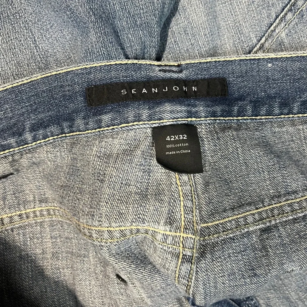Sean John Baggy Y2K Jeans Mens 42x32 Light Wash Wide Leg Denim Streetwear Hip Ho